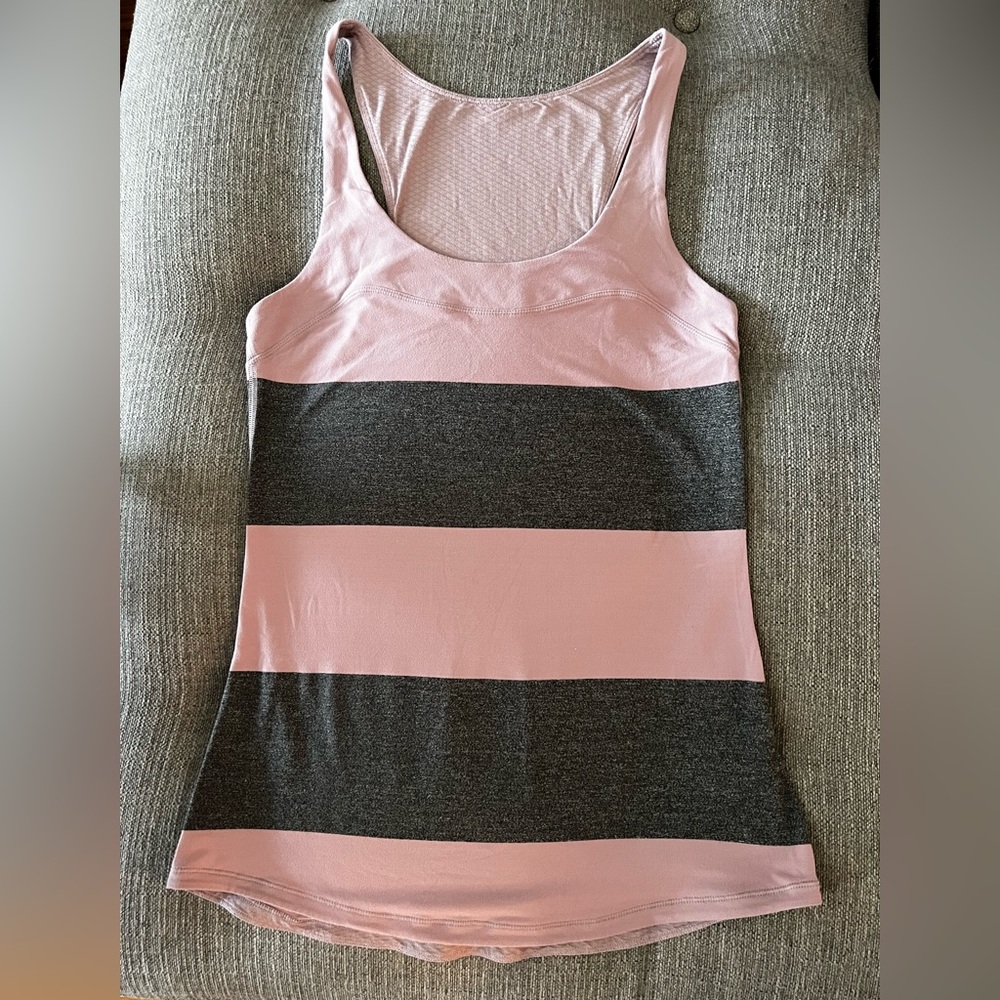 lululemon pink and gray striped tank Size 6